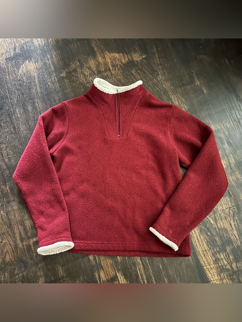 Kuhl Alfpaca Fleece Pullover Quarter Zip Shearling Trim Brick Red Cozy Sweater M